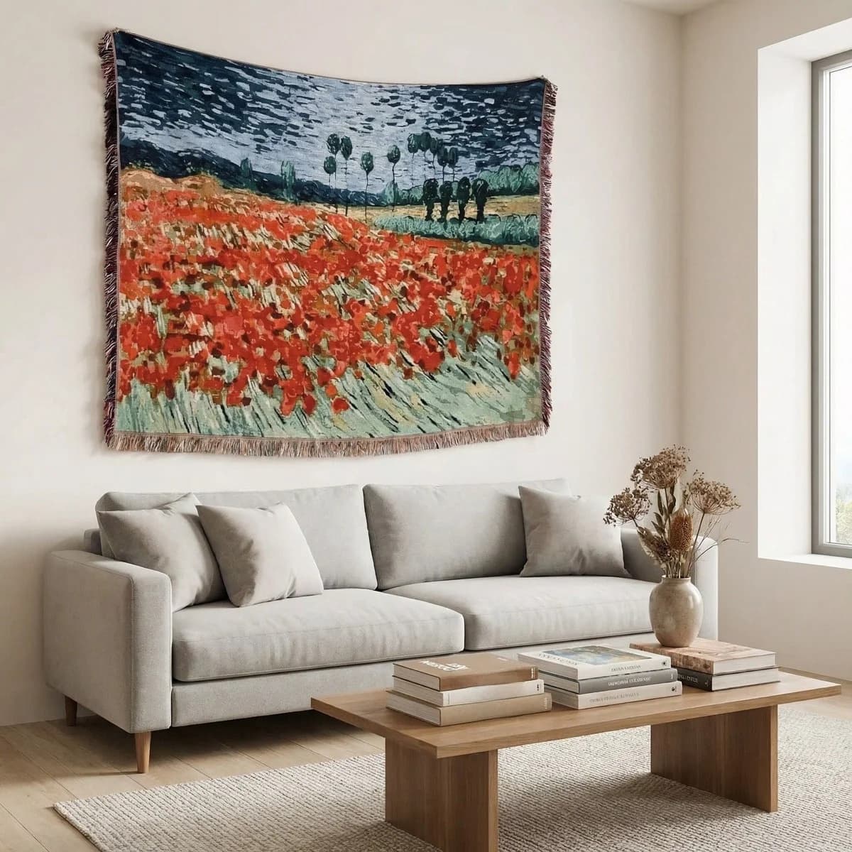 Van Gogh -tyylinen seinävaate ja heittoviltti