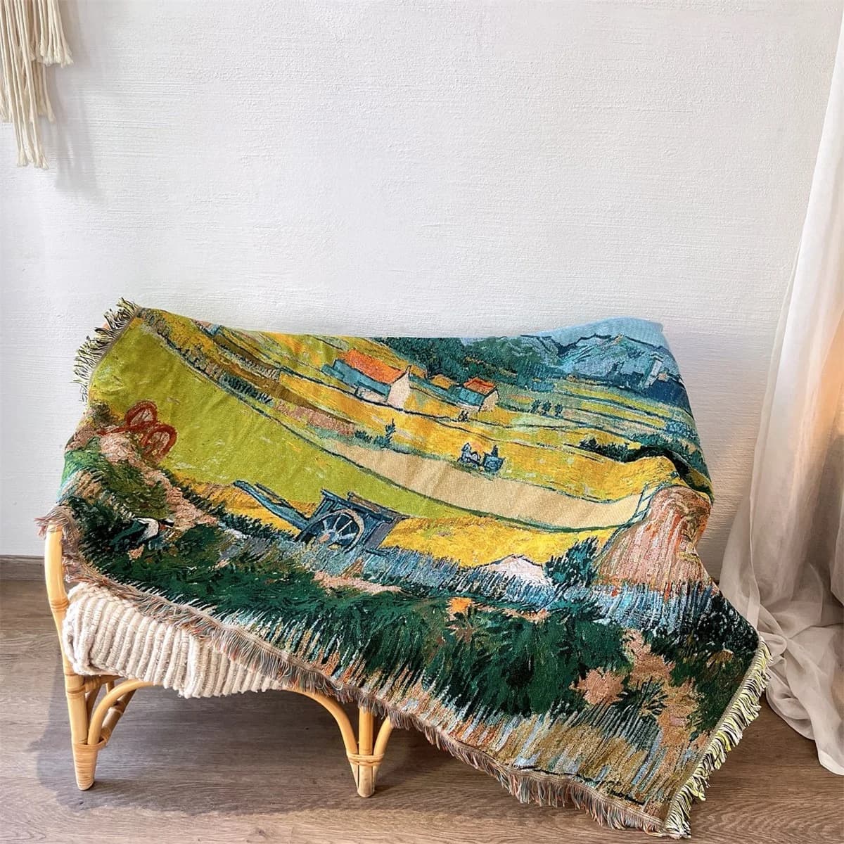 Van Gogh -taidepainettu neulottu heittopeitto sohvan sisustukseen