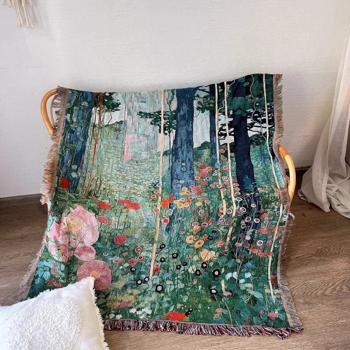 Klimt Salainen puutarha -kudottu heittoviltti sohvaan tai seinälle