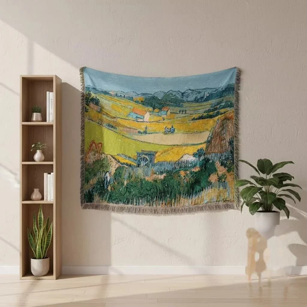 Van Gogh -tyylinen seinävaate/heittoviltti puuvillasekoite