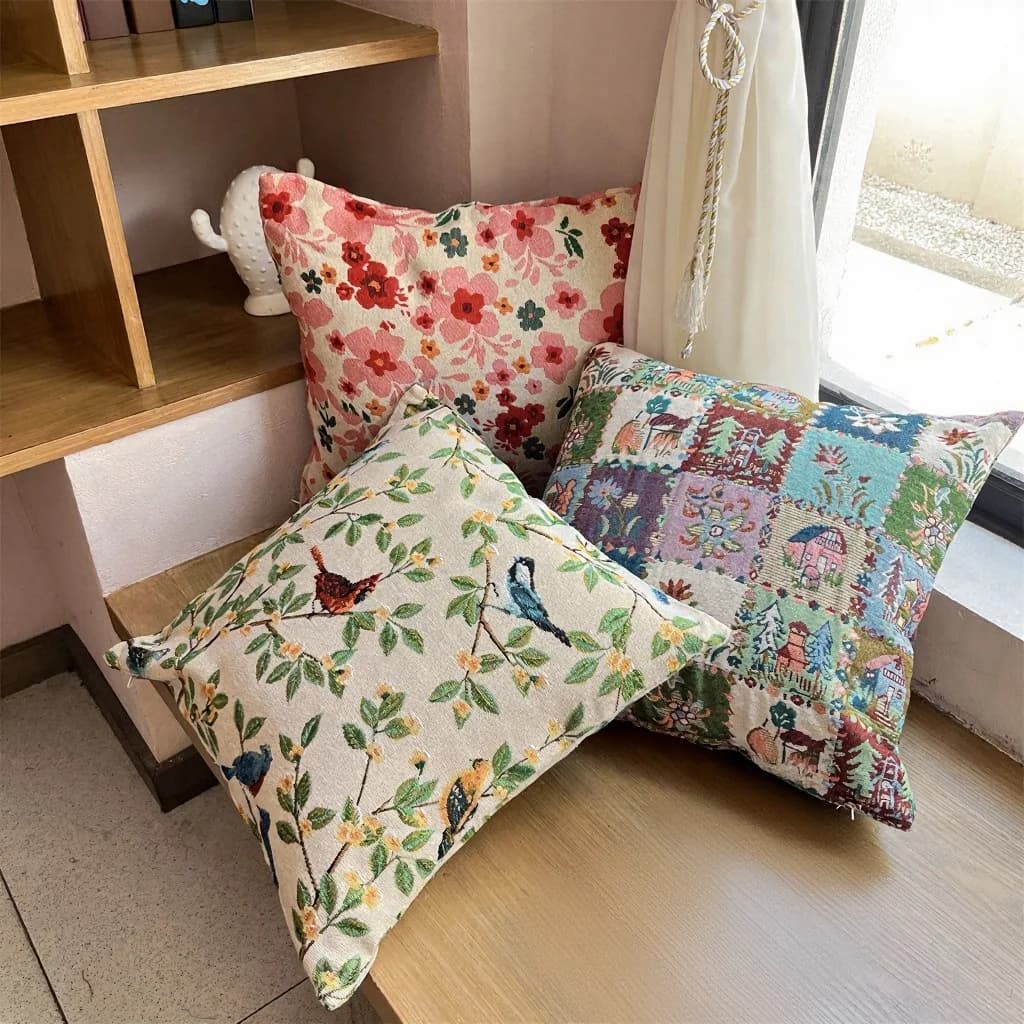 Jacquard-kudottu tyynynpäällinen, amerikkalainen maalaistyyli