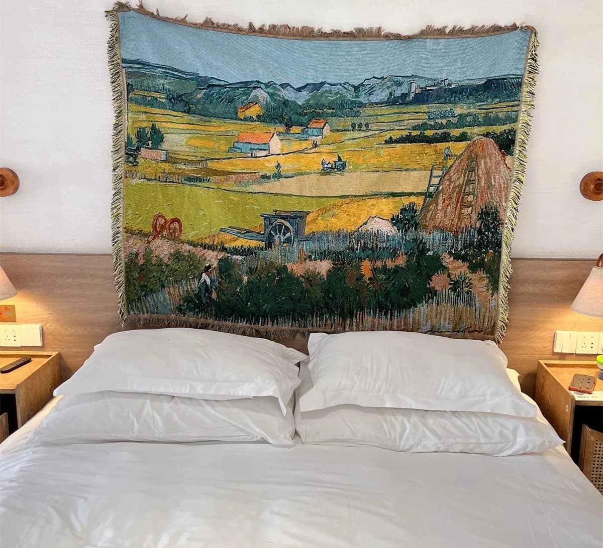 Van Gogh -taidepainettu neulottu heittopeitto sohvan sisustukseen
