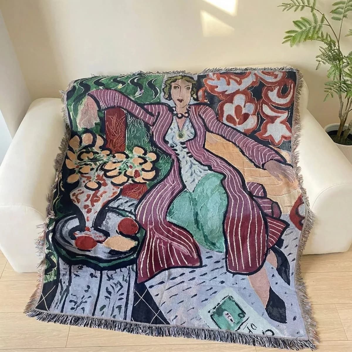 Matisse-tyylinen kudottu seinävaate