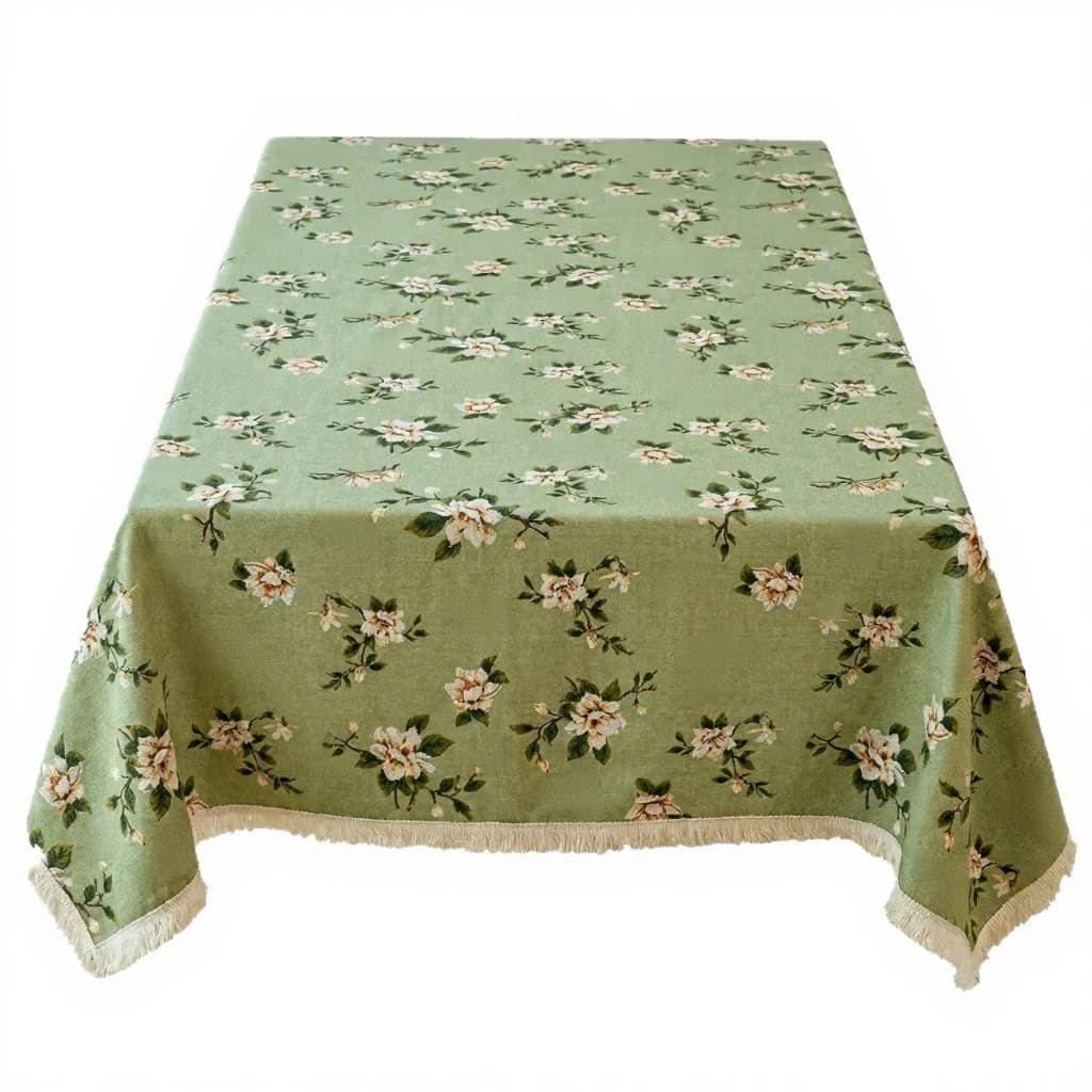 Rustiikki kukkajacquard-pöytäliina ja pöytäpeitekoriste