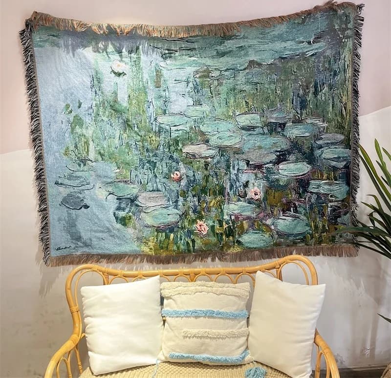 Vintage-taidepainatusheittoviltti sovan sisustukseen, 130x160 cm