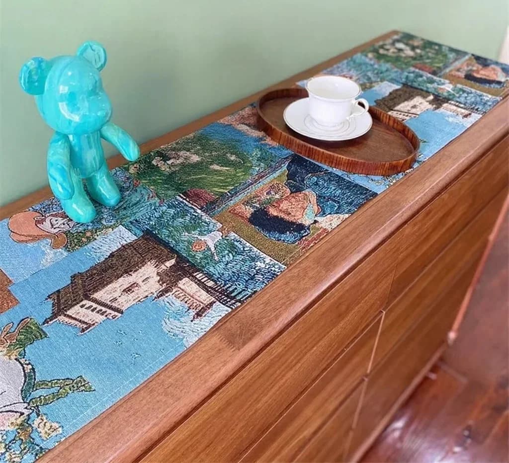 Van Gogh -tyylinen pöytäliina, puuvilla-pellavasekoite