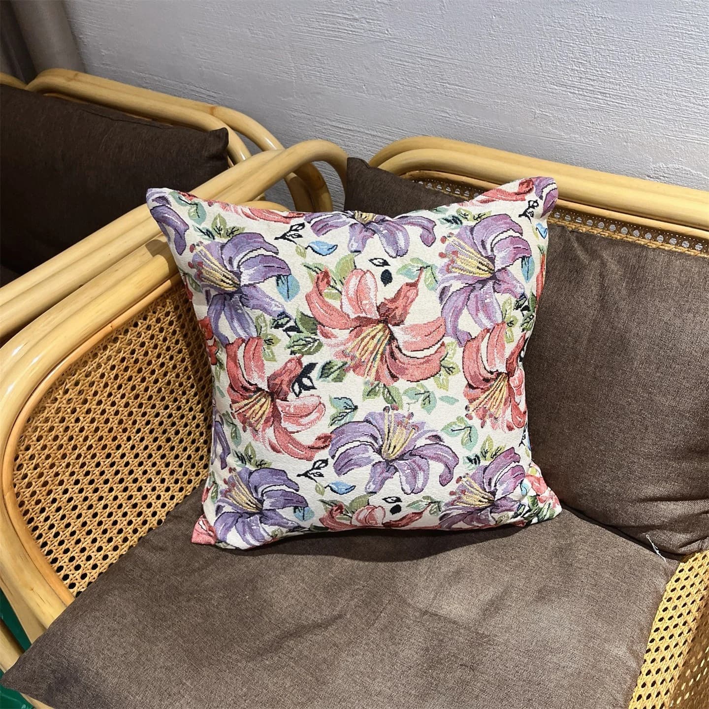Jacquard-kudottu tyynynpäällinen, amerikkalainen maalaistyyli