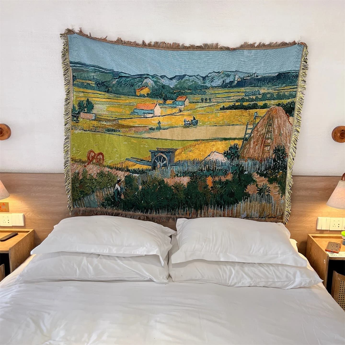 Van Gogh -tyylinen kudottu heittopeitto, 130x160 cm