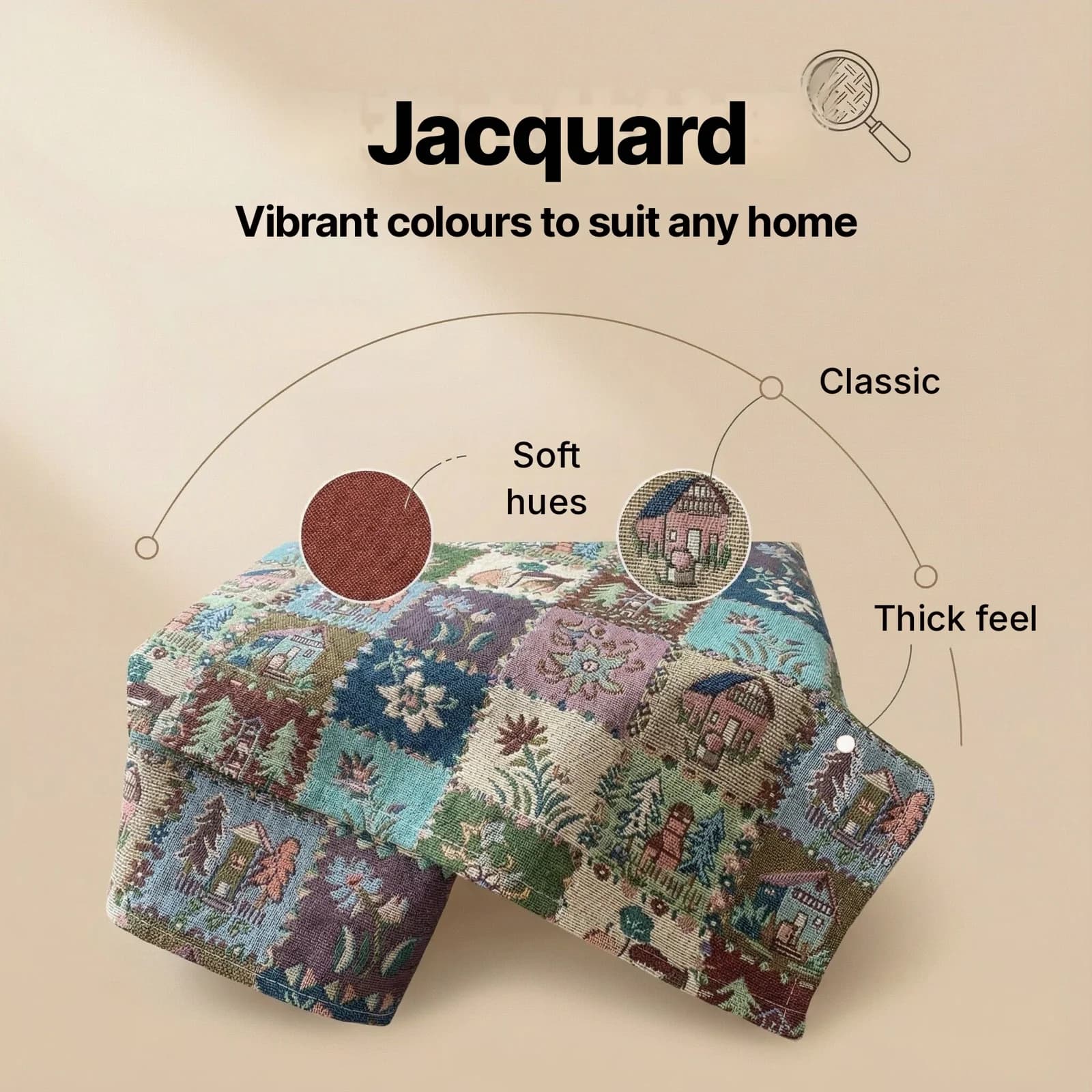 Amerikkalainen maalaistyylinen jacquard-pöytäliina kukkaöljymaalauskuviolla