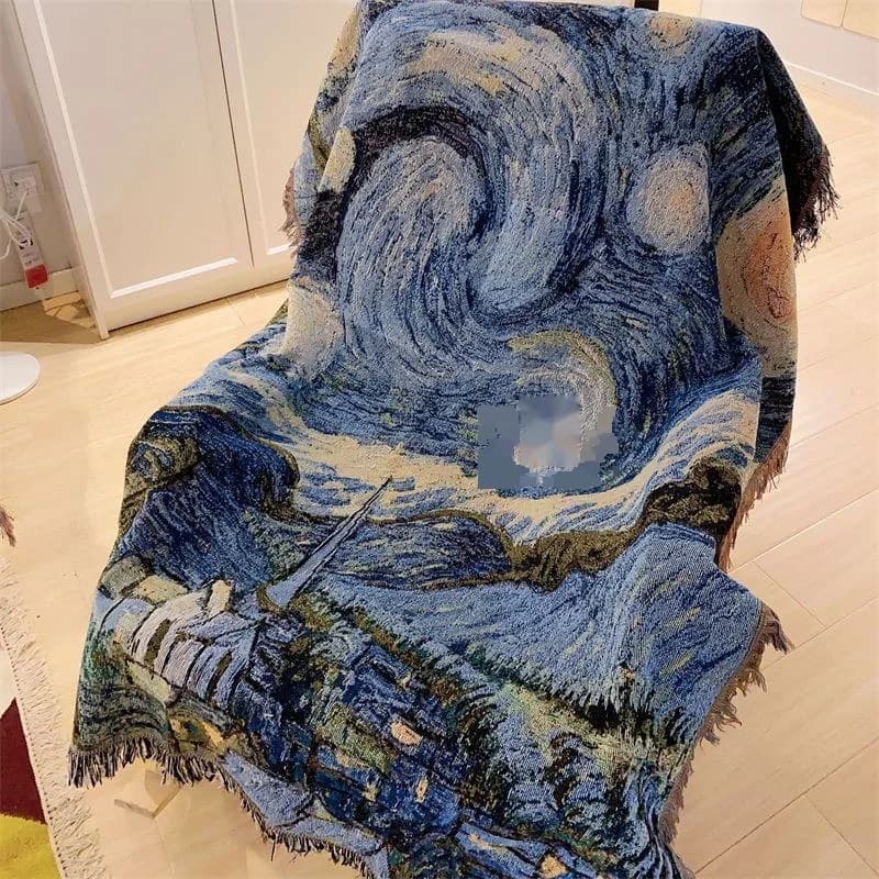 Van Gogh Tähtikirkas yö -sovapeite puuvillasekoite koristeellinen päällinen