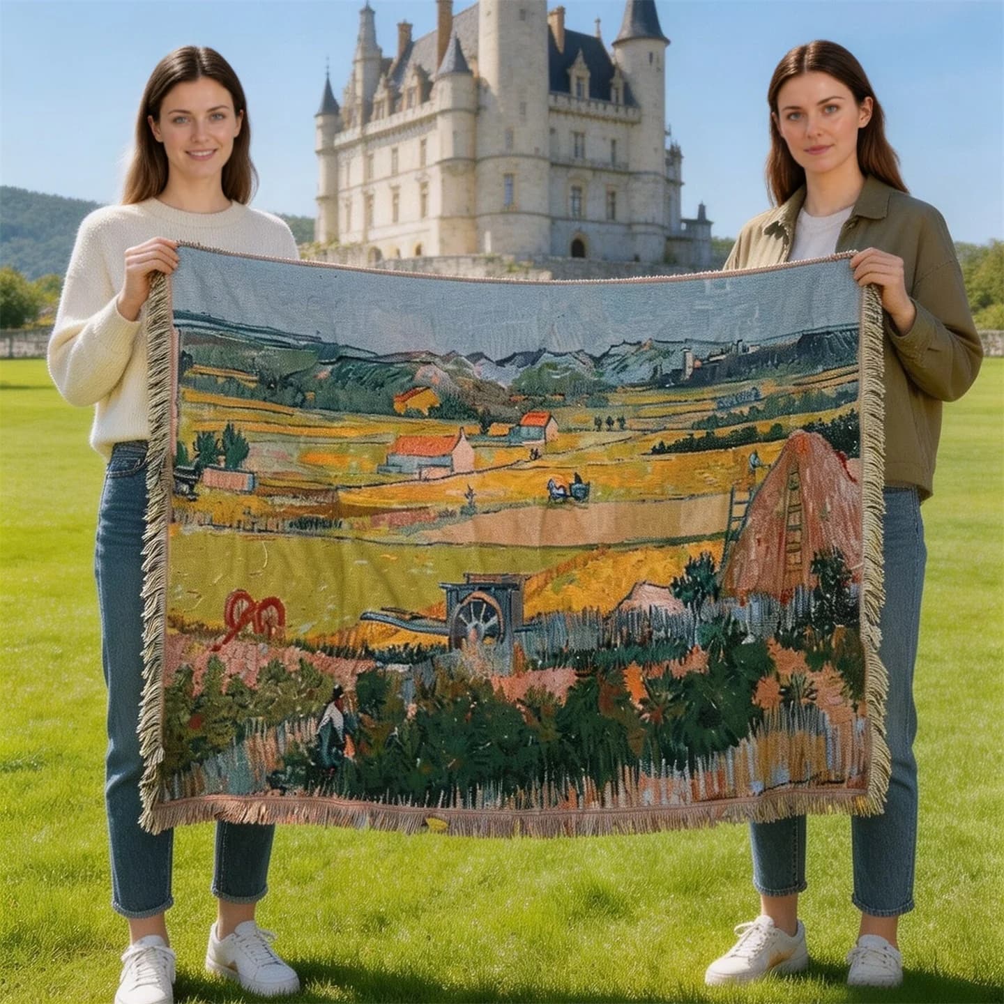Van Gogh -tyylinen seinävaate/heittoviltti puuvillasekoite