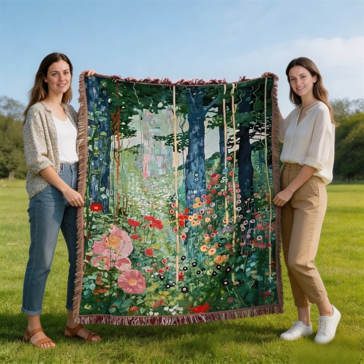 Klimt Salainen puutarha -kudottu heittoviltti sohvaan tai seinälle