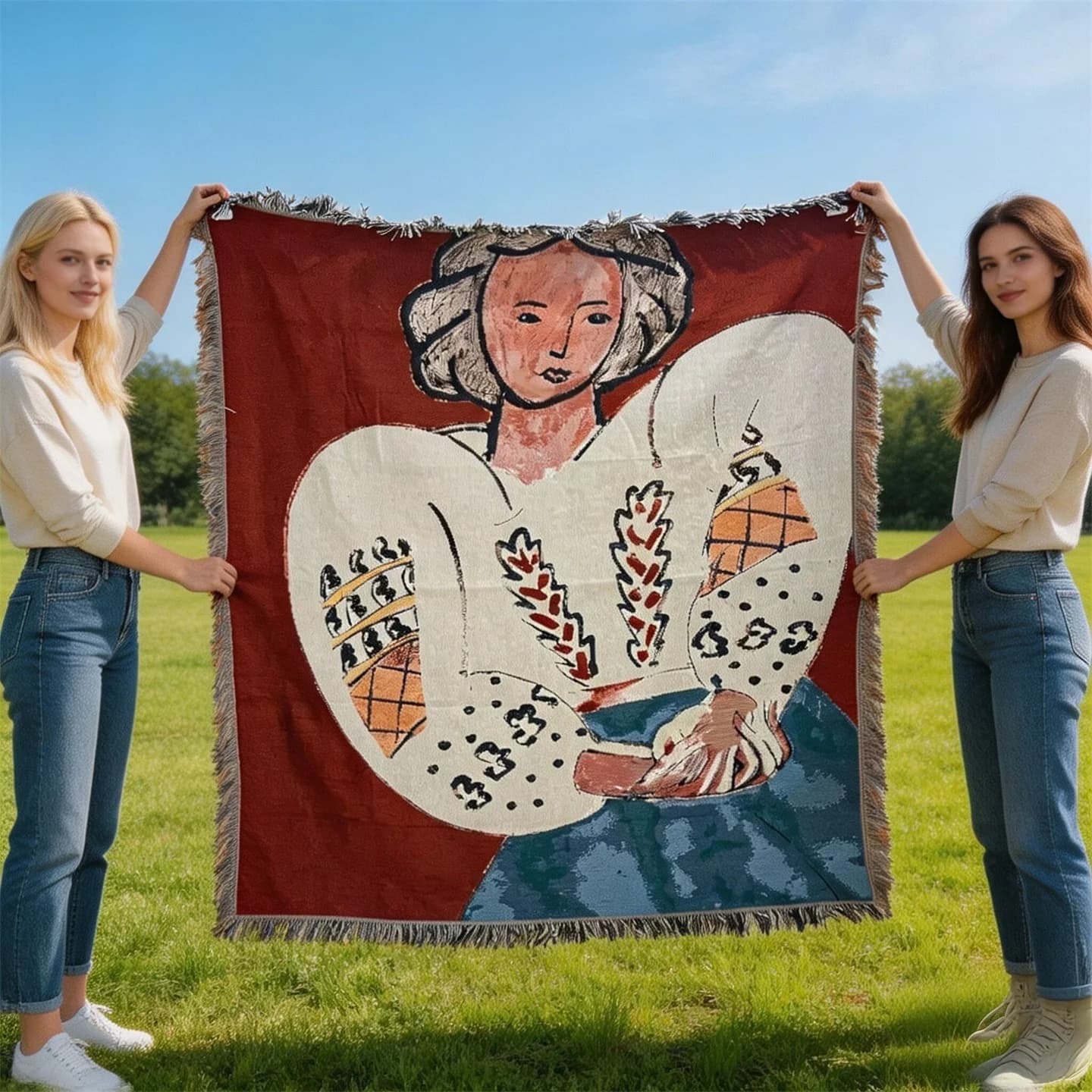 Matisse-tyylinen kudottu seinävaate