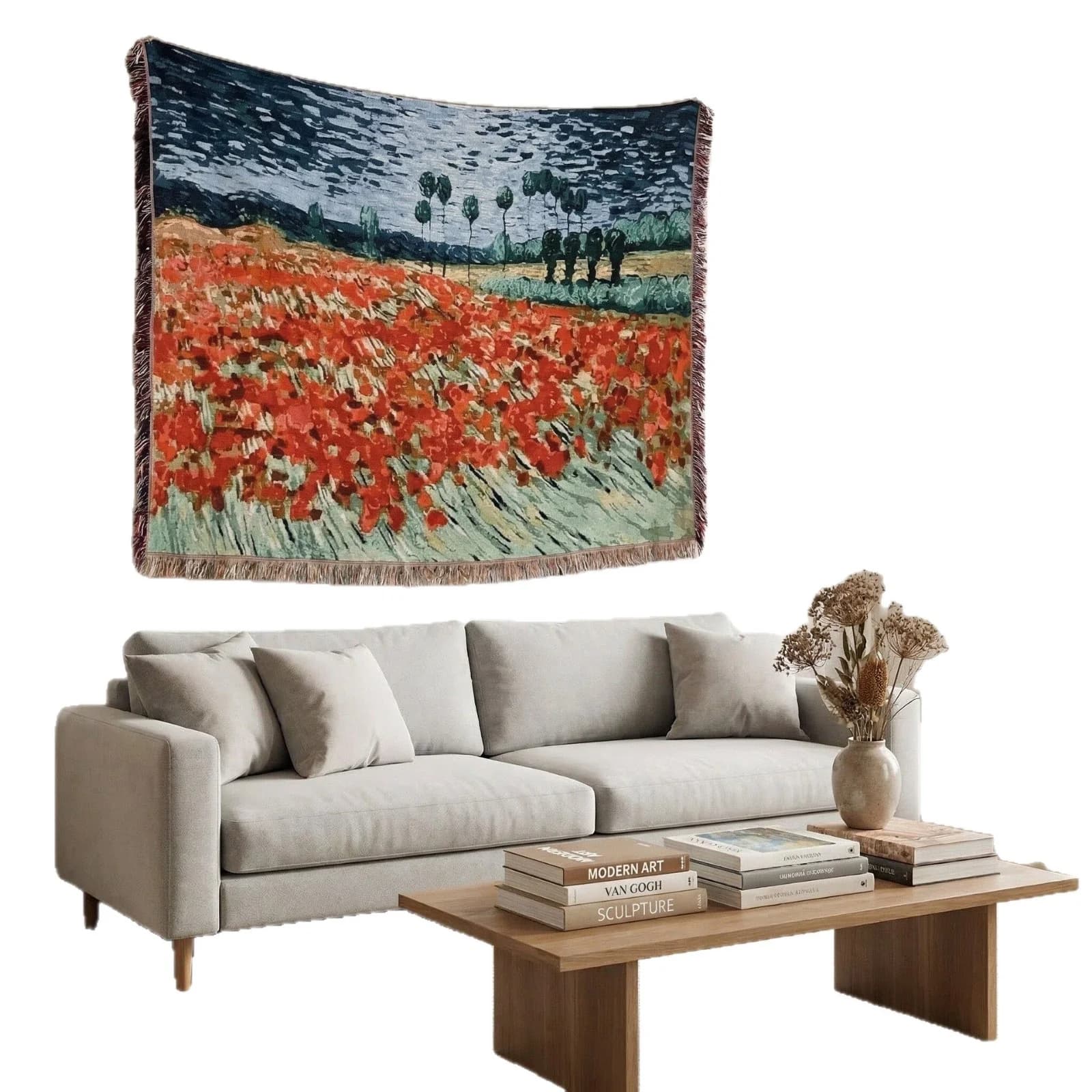 Van Gogh -tyylinen seinävaate ja heittoviltti